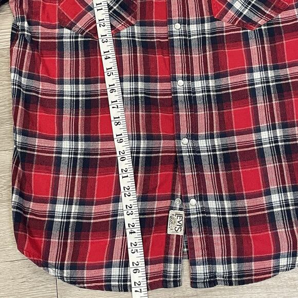 Levis Flannel Shirt Mens Small Plaid Pearl Snap Western Rodeo Layering Casual - Picture 6 of 7